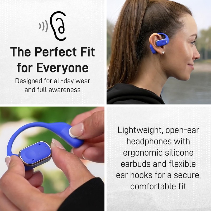 Groovz Open-Ear True Wireless Headphones with Smart Battery Display -