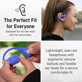 Groovz Open-Ear True Wireless Headphones with Smart Battery Display - Designed and Engineered in The USA - IPX5-Rated Bluetooth Open Ear Earbuds Compatible with Apple & Android - Floral