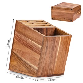 WDT Tool Utensil Holder for Kitchen Counter 2in1 Large Wooden Knives and Cooking Utensil Holder Utensil Organizer