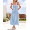 ZESICA Womens 2025 Summer Sleeveless Striped Midi Dresses Casual A