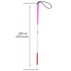 100 cm Blind Long Stick White Folding Long Stick with Rubber Handle 4 Pieces with 2 Plastic Tips