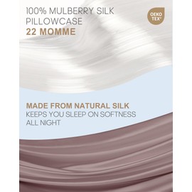 THXSILK Natural 22 Momme 100% Mulberry Silk Pillowcase for Hair and Skin, Standard Size 20"x26" Silk Pillow Case, Soft Smooth Cooling Premium Grade 6A+ Silk Pillow Cover with Zipper(Purple, 1pc)