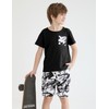 mksodopy Boys clothes camouflage stitching short-sleeved T-shirt camouflage shorts teen