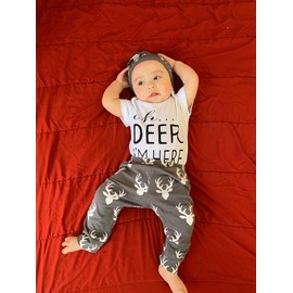 bakjuno Baby Boy Deer Outfit Mommy's New Man Clothes Daddy's Hunting Buddy Pant Set