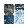 DV DESIGN 4 x Square Art Deco Coasters - Blue