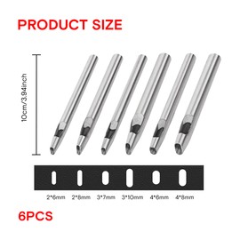 6Pcs Oval Leather Punch Tool Set Steel Hollow Leather Hole Puncher for Belts Waistband Belt Punching Tool Leather Hole Punch Oval Hollow Punch Set Belt Hole Puncher for Belt Watch Band DIY