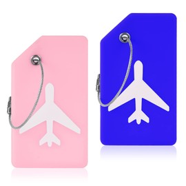 Flintronic Pack of 2 silica gel luggage tags, suitcase, luggage tag, ID label, tags with name tag, address label, suitcase tag, travel accessories