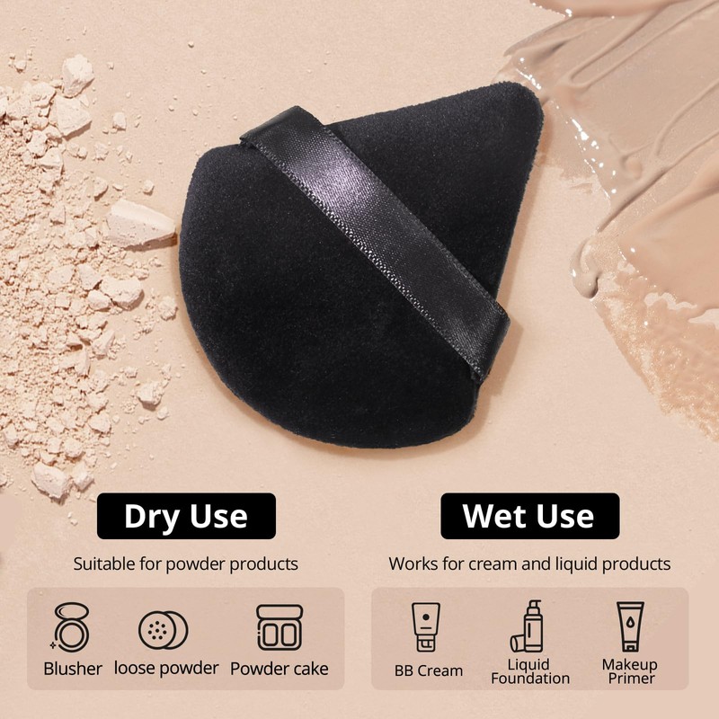 BEAKEY 12pcs Powder Puff Face Powder Triangle Makeup Puff Loose