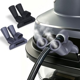 2Pack Wind Diverter for Ninja Crispi Air Fryer Heat, Dual Nozzles 360 Rotating Silicone Steam Diverter for Kitchen Cord Protection Custom Fit Circular Vent Exhaust Cover, black and blue