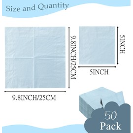 50 Pieces 3-ply Baby Blue Cocktail Napkins Beverage Napkins Dessert Napkins Disposable Paper Napkins for Wedding Birthday Party Paper Dinner Napkins