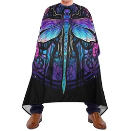 BOESI Doodle Purple Dragonfly Barber Shawl, Waterproof Haircut Shawl, Haircut Salon Apron, Shaving Bib, 55 x 65 inches