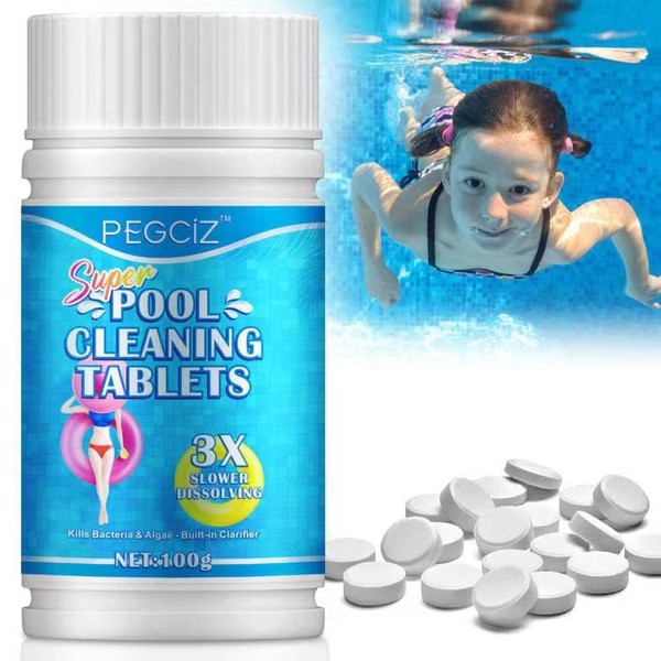 100g Multifunction Chlorine Tablets for Swimming Pool and Spas, Slow-Dissolving