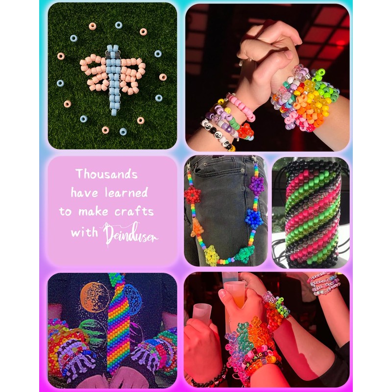 Deinduser Kandi Beads Kit, Pony Beads for Bracelet Making, Pony