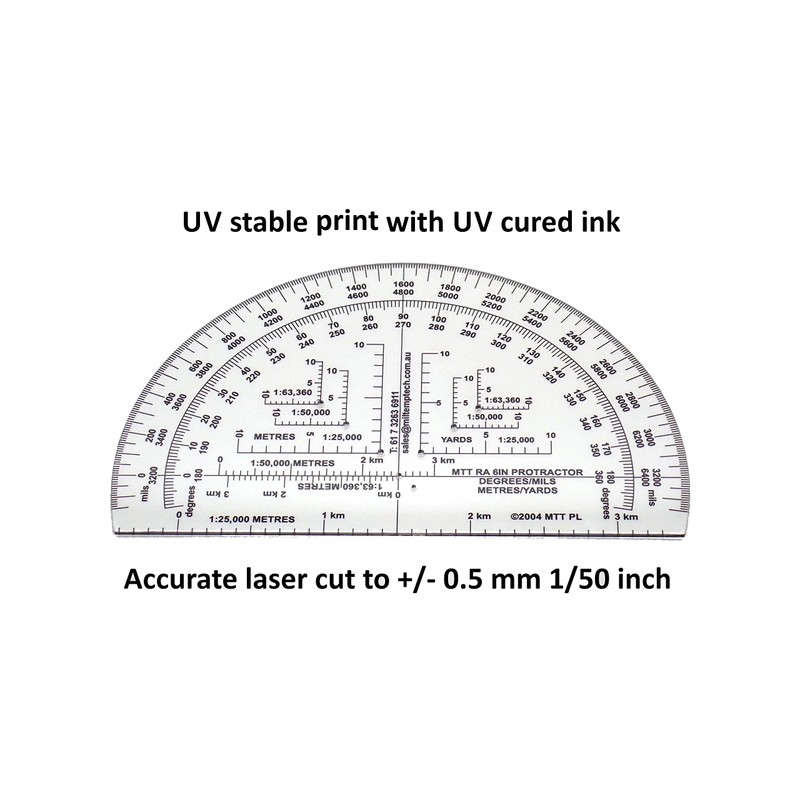 MTT PL RA 6IN Protractor with Degrees and mils, Graduated