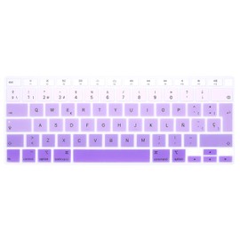 HRH Spanish Language ESP Skin Silicone Keyboard Cover for MacBook Air 13 Inch 2020 with Touch ID (MODLE A2179 and A2337 M1 Chip,US Layout) Keyboard Accessories Protector-Ombre Purple