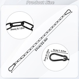 Gate Chain Lock, 57 cm/22 Inch Stainless Steel Chain with Double-Sided Carabiners, Solid Metal Chain for Outdoor Fencing, Animal Cages, Cow, Goat and Horse Decor Accessories (Silver)