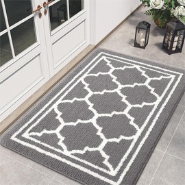 Colorxy Front Door Mat Indoor, Rubber Backing Non-Slip Indoor Doormat, Absorbent Washable Entryway Rug, Low-Profile Welcome Mat for Entrance, Front Back Door, Kitchen, 36"x24",Grey