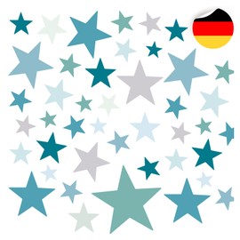 Little Deco DL608 120 Stars Wall Sticker Set for Children's Room / Children's Bedroom / Bedroom / Mint / Grey