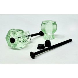 Rousso USA Two Glass Hexagonal Cabinet and Drawer Pulls with Oil Rubbed Hardware (Coke Glass Green), 0102XX-ORB-CC