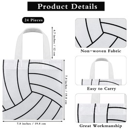 Mimind 24 Non-Woven Party Favor Bags with Handles - 7.8 x 7.8 Inch Volleyball Themed Candy Bags for Sports Parties, Baby Showers, Birthdays