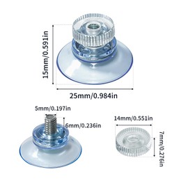HE ZHI LONG 12 Pack Mini Suction Cups,25mm/1'' Suction Cup with M5 Screw Clear PVC Sucker Pads Extra Strong Sucker Suction Cup Glass Suction Holder with Screw Nut for Bathroom Wall, Window, Car Shade