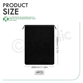 Keadic 4Pcs Silver Storage Bags Set, Black Anti Tarnish Fabric Cloth Bags for Jewelry Silverware Flatware Cleaning Protection (12 x 16 Inches)