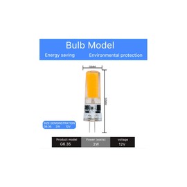 Dimmable 2W G6.35 GY6.35, T3 T4 Light Bulb Bi-Pin S1911 AC10-24V/DC10-30V JC Type LED Light Bulb 5 Pack for Desk Lamp Accent Chandelier Light Landscape Lighting ( Daylight White)