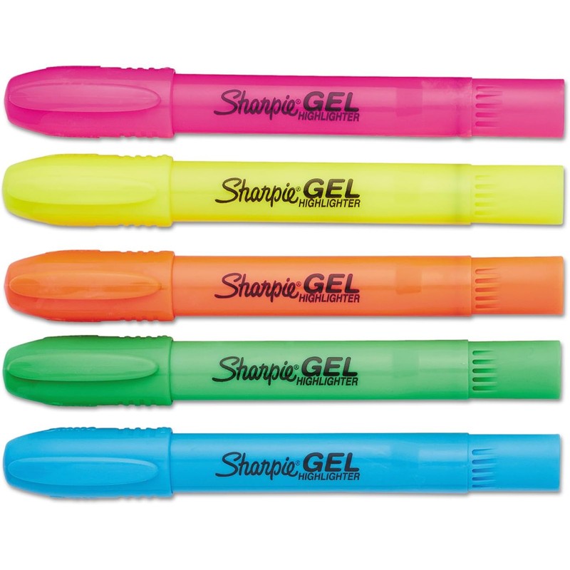 Sharpie, Resaltadores Gel, Punta Bala, Colores Surtidos, 5 Piezas