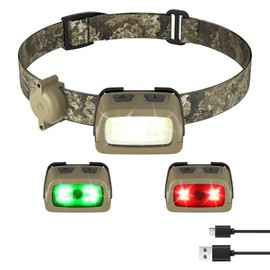 EverBrite Rechargeable Headlamp - 350 Lumens Head Lamp for Adults, 7 Modes with White/Red/Green Light, 30°Adjustable LED Headlight for Camping, Running, Hunting, and Hiking