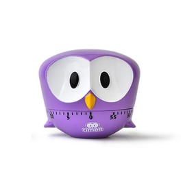 FCOVUVDBD Purple Owl Mechanical Kitchen Timer, 60-Minute Wind Up Dial 360° Rotating, Cute Timer for Cooking/Reading/Do Sport