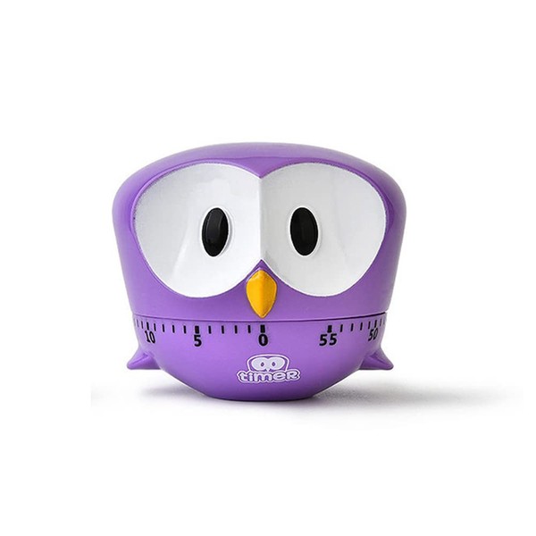 FCOVUVDBD Purple Owl Mechanical Kitchen Timer, 60-Minute Wind Up Dial