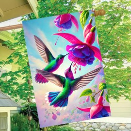 BlissYard Hello Spring Garden Flag Double Sided 12x18 Flag Hummingbird Garden Flag Welcome Spring Gardens Flags Hummingbird Decoration Seasonal Decoration Seasonal Yard Flag Outdoor