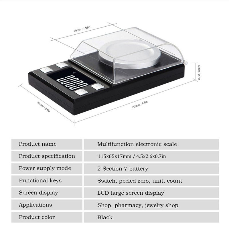 0.001g High Precision Portable Mini LCD Digital Electronic Scale for