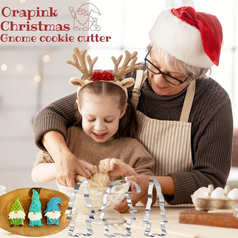 Orapink 3 Pieces Gnome Cookie Cutters Set for Baking Stainless