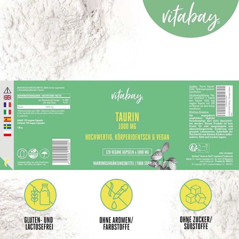 TAURIN VEGAN 1000 mg - 120 Vegan Capsules