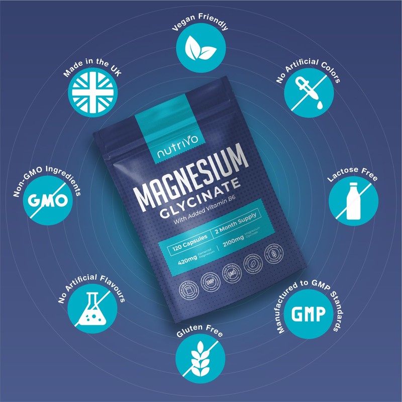 Magnesium Glycinate Capsules 2100mg with Vitamin B6 | High Strength