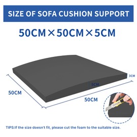 Lanswood Sofa Cushion Support for Sagging Seat 2Pack 50 x 50cm High-Density Foam Replacement Sofa Seat Cushions Curved Furniture Seat Under Cushion Sag Repair-Black