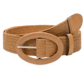 WHIPPY Straw Woven Elastic Waist Belt for Women Boho Women Braided Rattan Wide Belt Stretch Waist Belt, brown