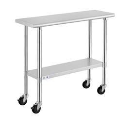 ROCKPOINT Work Commercial Kitchen Adjustable Under Shelf and Table Foot for Restaurant, Home and Hotel, 14x36inch, Silver