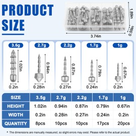 Nail Weights for Bass Fishing, 65pcs Insert Sinkers Wacky Worm Weights