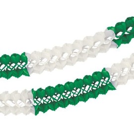Papstar Garland Wider Area, Green / White, 16 Cm, 10 M