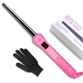 Herstyler Baby Curls Small Curling Wand - Mini Curling Iron - 1/2 to 3/4 Tapered - Small Barrel - Skinny - Pink