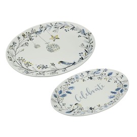 Fitz and Floyd Noel Noir Set of 2 Holiday Platters, 16 and 14-Inch, Multicolored