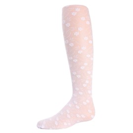 MeMoi Sweet Blossoms Girls Sheer Floral Lace Tights White 12-14
