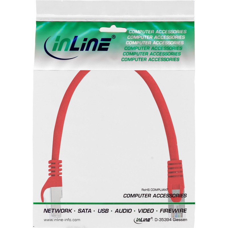 InLine Patch cord, InLine, S-FTP, Cat. 5e, red, 0.25m