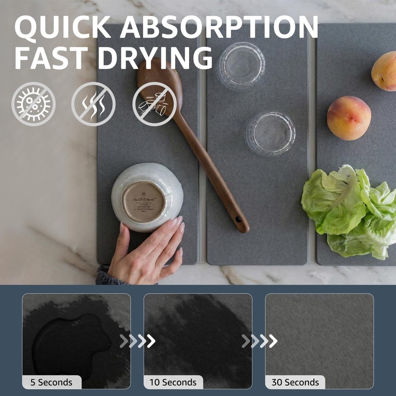 Sisher Large Stone Dish Drying Mat For Kitchen Counter,Quick Dry