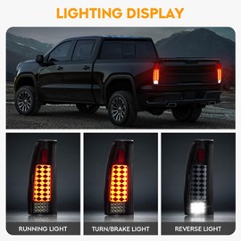 Bomusou LED Tail Light Fit for Chevy & GMC C/K 1500 88-99, for C/K 2500 3500 88-00, for C/K 1500 2500 Suburban 92-99, for Blazer 92-94, for Tahoe 1995-1999, for Yukon, for Escalade 99-00, Smoke Lens