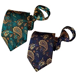 Lovacely - Corbatas con cierre para hombre, 3.15 pulgadas, clásica, de seda, con cierre y cierre de cierre, varios diseños, Mix2 Paisley, Talla única