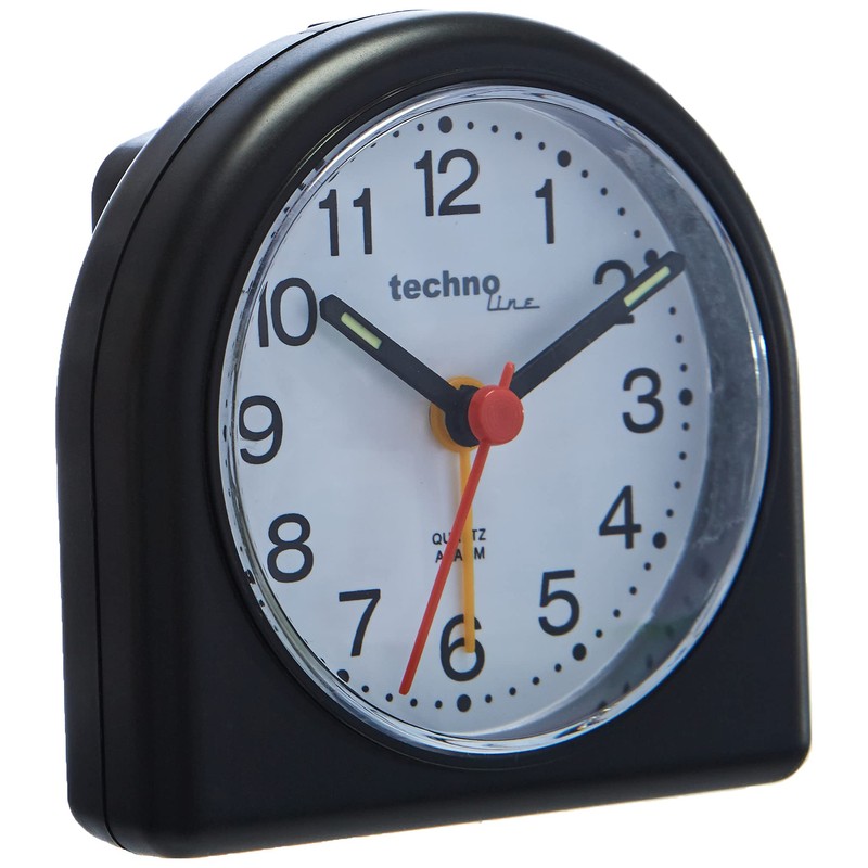 Technoline Quartz Alarm Clock Model SD Black Analogue Noctilucent Hands