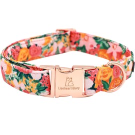 Lionheart glory Premium Floral Dog Collars Spring Dog Collar, Adjustable Heavy Duty Girl Dog Collar for Small Dogs Pet Gift